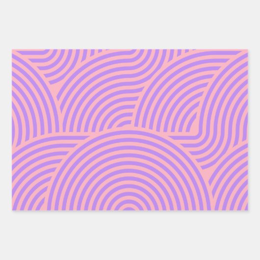 Retro Pink und Lila Muster der Groovy Lines Geschenkpapier Set (Vorderseite 2)