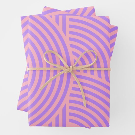 Retro Pink und Lila Muster der Groovy Lines Geschenkpapier Set (Beispiel)