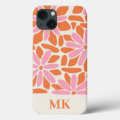 Retro Pink und Orange Blume Monogramm Case-Mate iPhone Hülle (Rückseite)