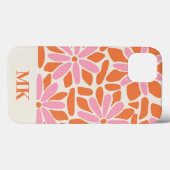 Retro Pink und Orange Blume Monogramm Case-Mate iPhone Hülle (Rückseite (Horizontal))