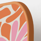 Retro Pink und Orange Blume Monogramm Pickleball Schläger (Linke Seite)