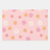 Retro Pink und Orange Daisy Blumenbeutel Geschenkpapier Set (Vorderseite 3)