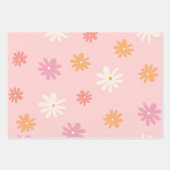 Retro Pink und Orange Daisy Blumenbeutel Geschenkpapier Set (Vorderseite)
