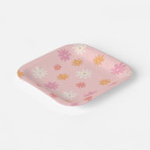 Retro Pink und Orange Daisy Pappteller (Gewinkelt)