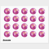 Retro Pink und Orange Disco Ball Wedding Vielen Da Runder Aufkleber (Blatt)