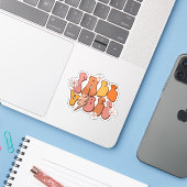 Retro Pink und Orange Fall Vibes Aufkleber (Laptop mit iPhone)