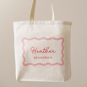 Retro Pink und Red Bridesmaid Favoriten Tragetasche