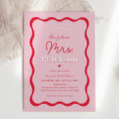 Retro Pink und Red Future Mrs. Wavy Brautparty Einladung