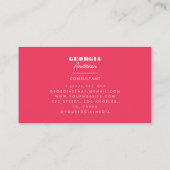 Retro Pink und Rot Minimalistisches, feines Script Visitenkarte (Rückseite)