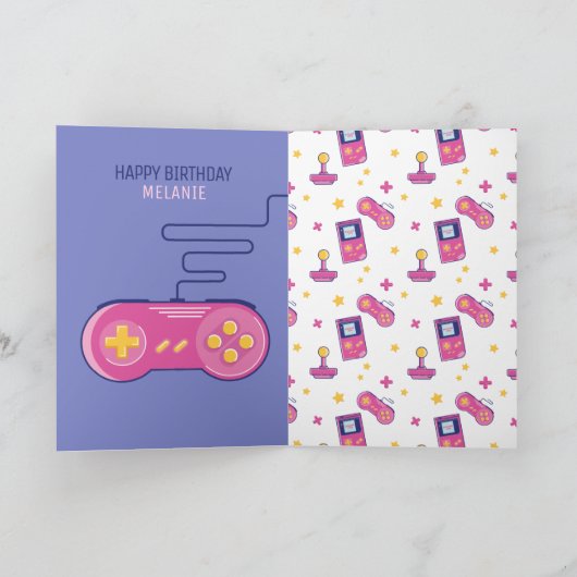 Retro Pink Video Game Level Up Benutzerdefiniertes Karte (Innenseite)