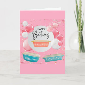 Retro Pink Vintag Pyrex Collector Geburtstag Karte
