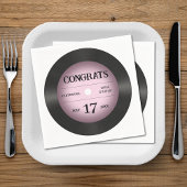 Retro Pink Vinyl Record Hochzeitsgratulation Serviette