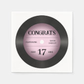 Retro Pink Vinyl Record Hochzeitsgratulation Serviette (Vorderseite)