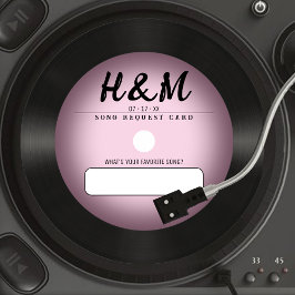 Retro Pink Vinyl Record Wedding Song Anfrage Einladung