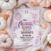 Retro Pink Wave Halloween Ghoul Gang Birthday Einladung