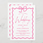 Retro Pink Wave Picture Frame knackig Hochzeit Einladung (Vorne/Hinten)