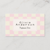 Retro Pink Wavy Checkered Girly Pastel QR Code Visitenkarte (Vorderseite)