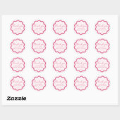 Retro Pink Wavy Scalloped Circle Script Vielen Dan Runder Aufkleber (Blatt)