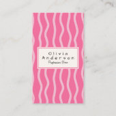 Retro Pink Wavy Stripes Trendy Boho Fun Girl Visitenkarte (Vorderseite)