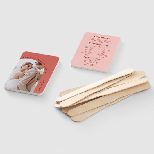 Retro Pink Wedding Program Fächer (Non-assembled)