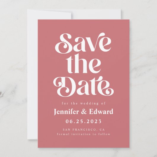 Retro Pink Wedding Save the Date (Vorderseite)