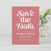 Retro Pink Wedding Save the Date (Stehend Vorderseite)