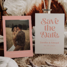 Retro Pink Wedding Save The Date