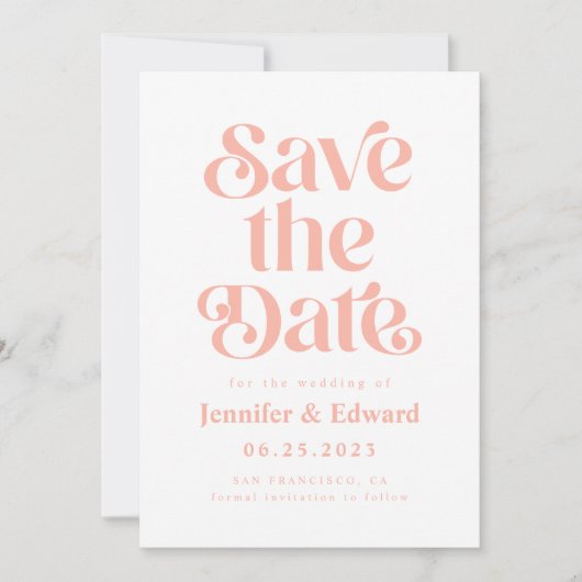 Retro Pink Wedding Save The Date (Vorderseite)