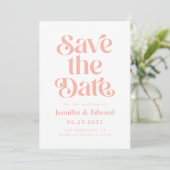 Retro Pink Wedding Save The Date (Stehend Vorderseite)