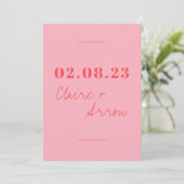 Retro Pink Wedding Save the Date Einladung (Stehend Vorderseite)
