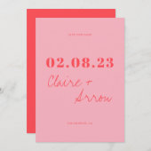 Retro Pink Wedding Save the Date Einladung (Vorne/Hinten)