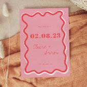 Retro Pink Wedding Save the Date Einladung