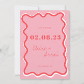 Retro Pink Wedding Save the Date Einladung (Vorderseite)