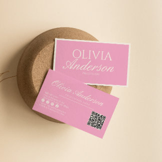 Retro Pink Weiblich Luxus Vintage Altes Geld QR Co Visitenkarte