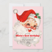 Retro Pink Weihnachten Einladung (Vorderseite)