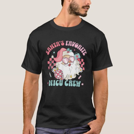 Retro Pink Weihnachten Neugeborener Weihnachtsmann T-Shirt (Vorderseite)
