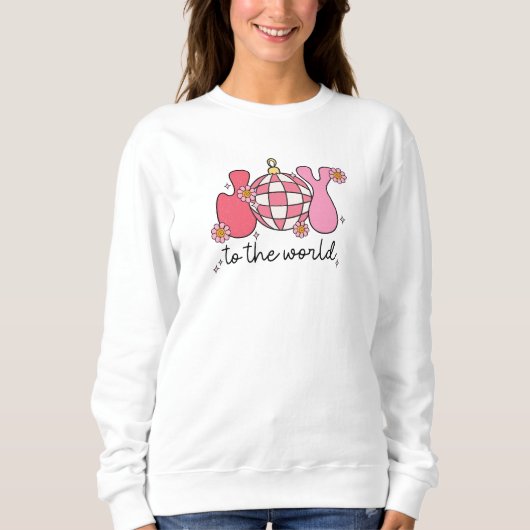 Retro Pink Weihnachten Sweatshirt Freude an der We (Vorderseite)