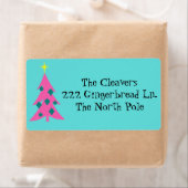 Retro Pink Weihnachtsbaumadressen Labels (Insitu)