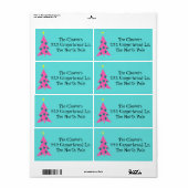 Retro Pink Weihnachtsbaumadressen Labels (Vorne)