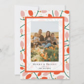 Retro Pink Weihnachtsbeleuchtung Weihnachtsfotokar Einladung (Vorderseite)