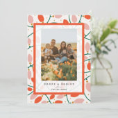 Retro Pink Weihnachtsbeleuchtung Weihnachtsfotokar Einladung (Stehend Vorderseite)