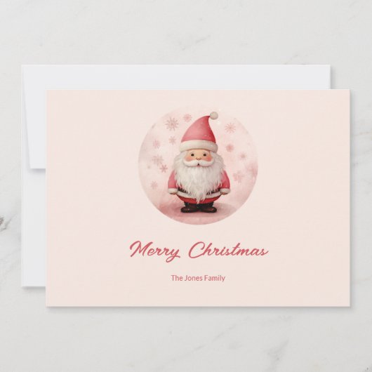 Retro Pink Weihnachtsmann Feiertagskarte (Vorderseite)