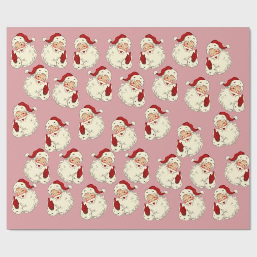 Retro Pink Weihnachtsmann Geschenkpapier (Flach)