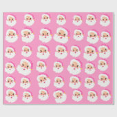 Retro Pink Weihnachtsmann Geschenkpapier (Flach)