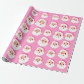 Retro Pink Weihnachtsmann Geschenkpapier (Ungerollt)