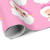 Retro Pink Weihnachtsmann Geschenkpapier (Rolleneckpunkt)