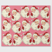 Retro Pink Weihnachtsmann Geschenkpapier (Flach)