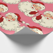 Retro Pink Weihnachtsmann Geschenkpapier (Ecke)