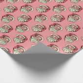 Retro Pink Weihnachtsmann Geschenkpapier (Ecke)