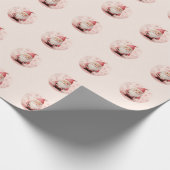 Retro Pink Weihnachtsmann Geschenkpapier (Ecke)